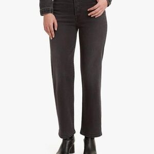 Levi's Black Straight Leg Ribcage Jeans High-Rise Vintage Look